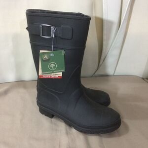 NEW Kamik Raindrops Kids Rain Boots Size 2 Black Waterproof Lightweight Canada